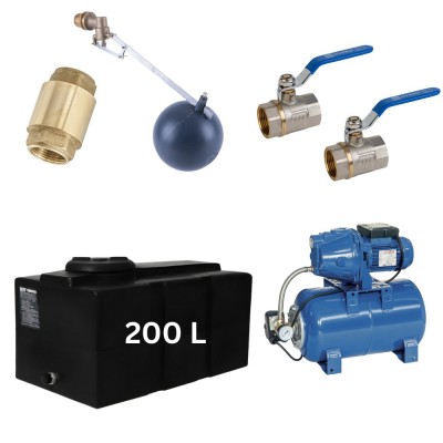 Kit "Agua potable 200L“ con depósito de agua Loft Mavil (negro) y bomba hidrófora Speroni - Depositos de agua potable