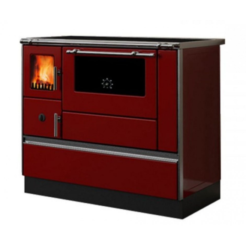 Cocina de leña Alfa Plam Dominant 90H Roja, 6,5kW