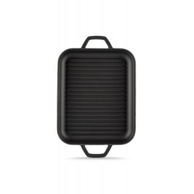 Sartén grill rectangular de hierro fundido con dos asas Hosse, 26x32cm - Hosse