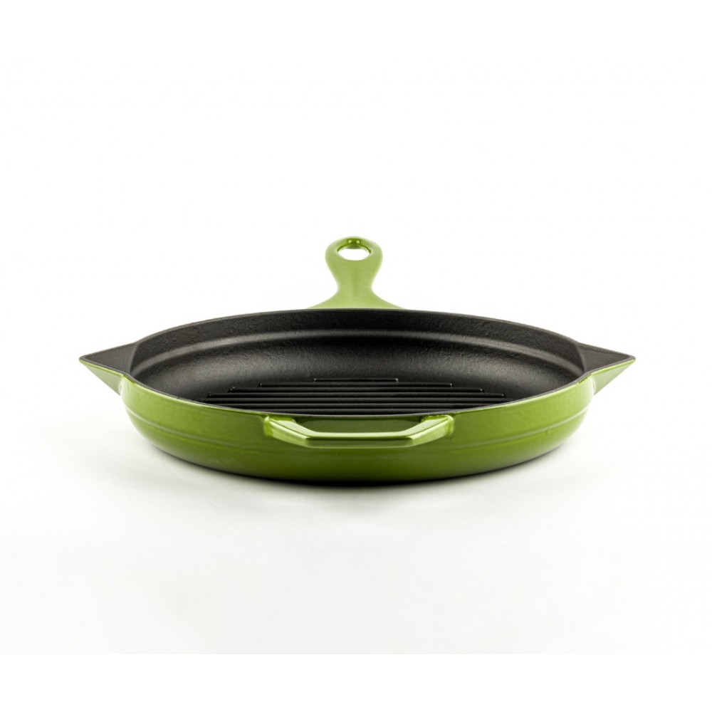 Sartén para parrilla de hierro fundido esmaltado Hosse, Bamboo, Ф24cm | Sartén para parrilla de hierro fundido | Sartén de hierro fundido |