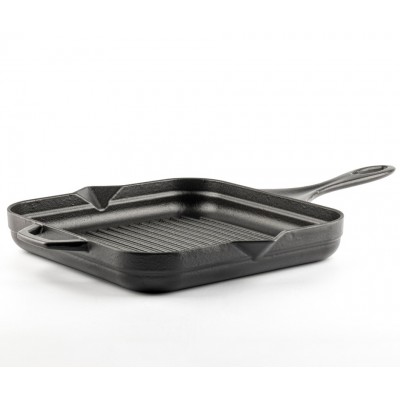 Sartén para parrilla de hierro fundido esmaltado Hosse, Black Onyx, 28x28cm - Hosse
