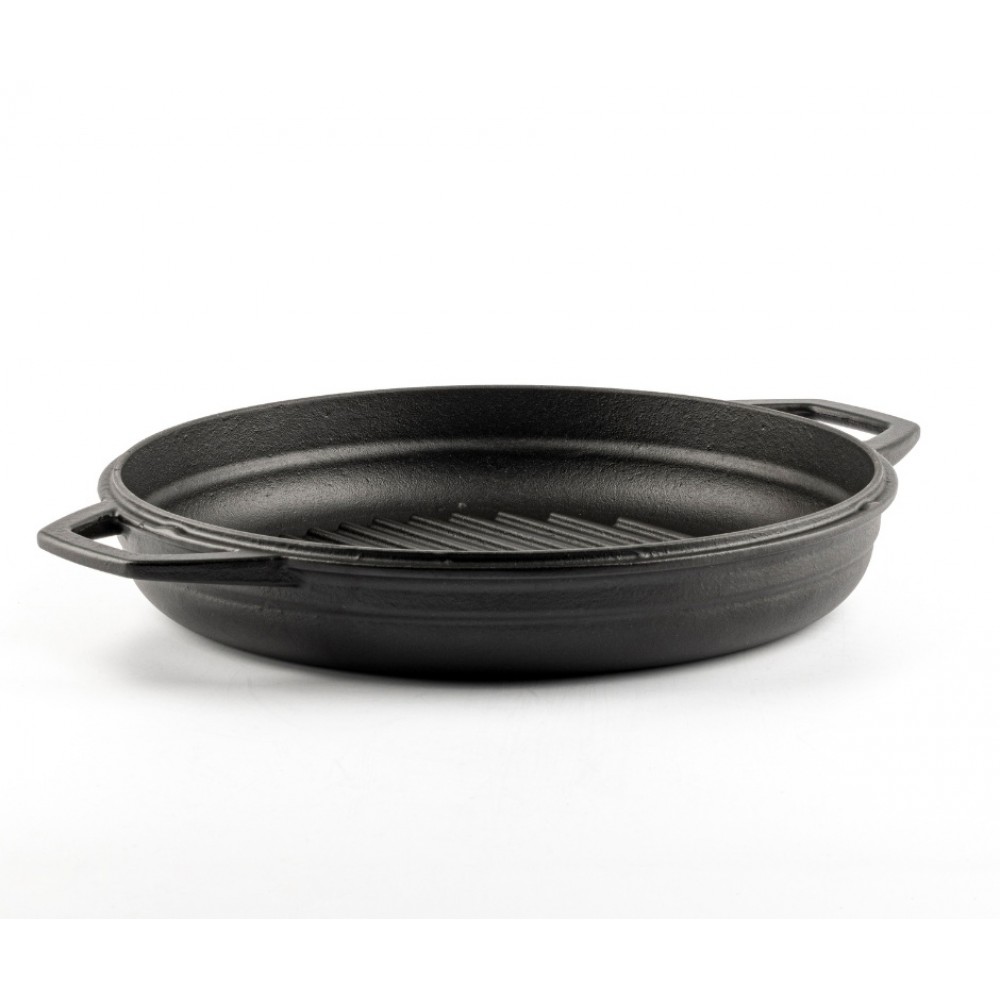 Sartén para parrilla de hierro fundido esmaltado Hosse, Black Onyx, Ф22cm | Sartén plana de hierro fundido | Sartén de hierro fundido |