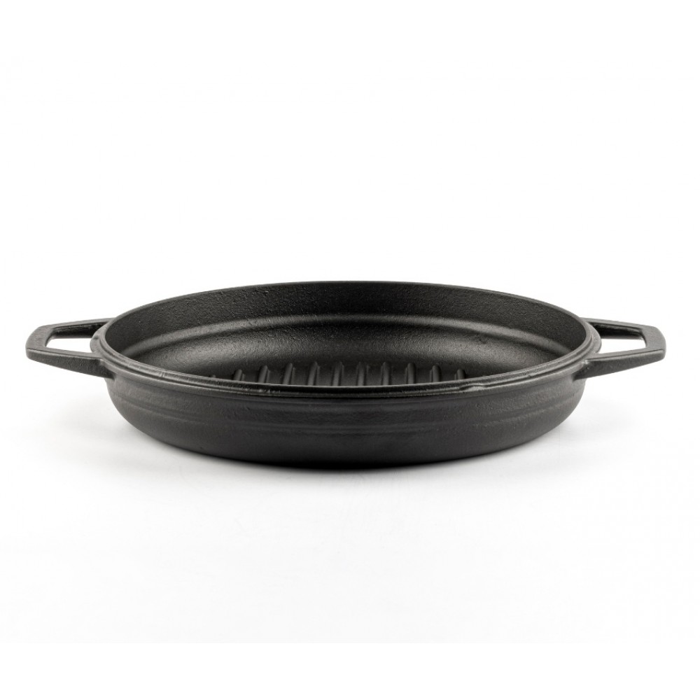 Sartén para parrilla de hierro fundido esmaltado Hosse, Black Onyx, Ф22cm | Sartén plana de hierro fundido | Sartén de hierro fundido |