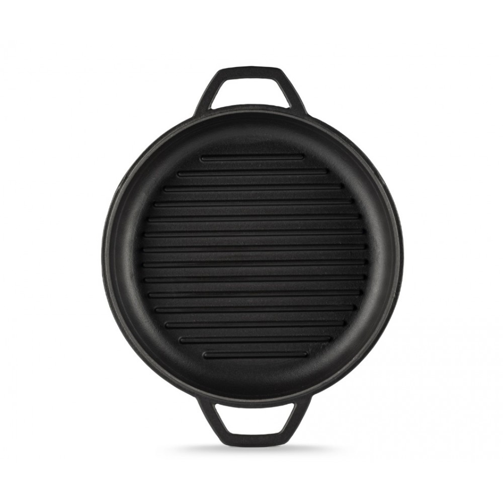 Sartén para parrilla de hierro fundido esmaltado Hosse, Black Onyx, Ф22cm | Sartén plana de hierro fundido | Sartén de hierro fundido |
