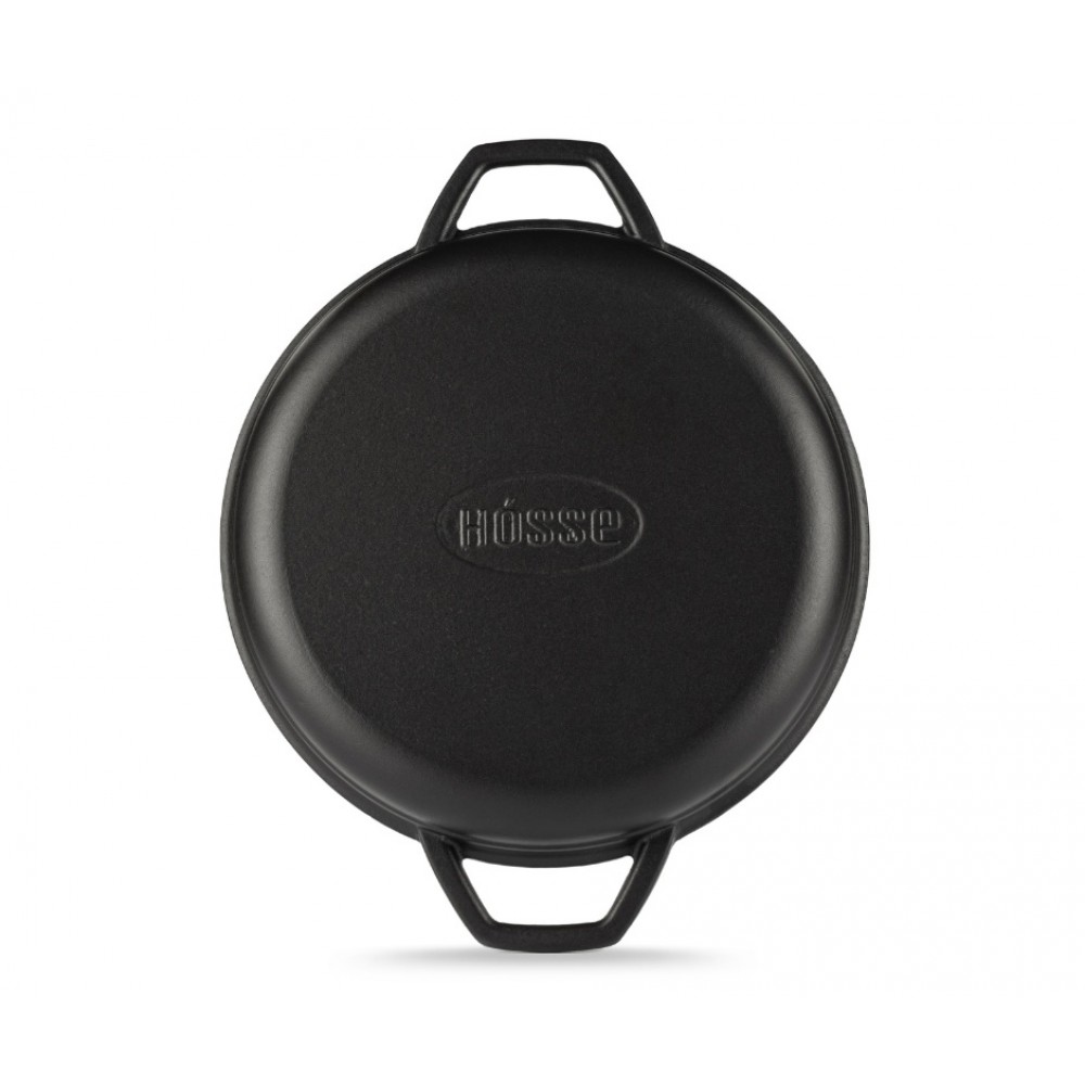 Sartén para parrilla de hierro fundido esmaltado Hosse, Black Onyx, Ф22cm | Sartén plana de hierro fundido | Sartén de hierro fundido |