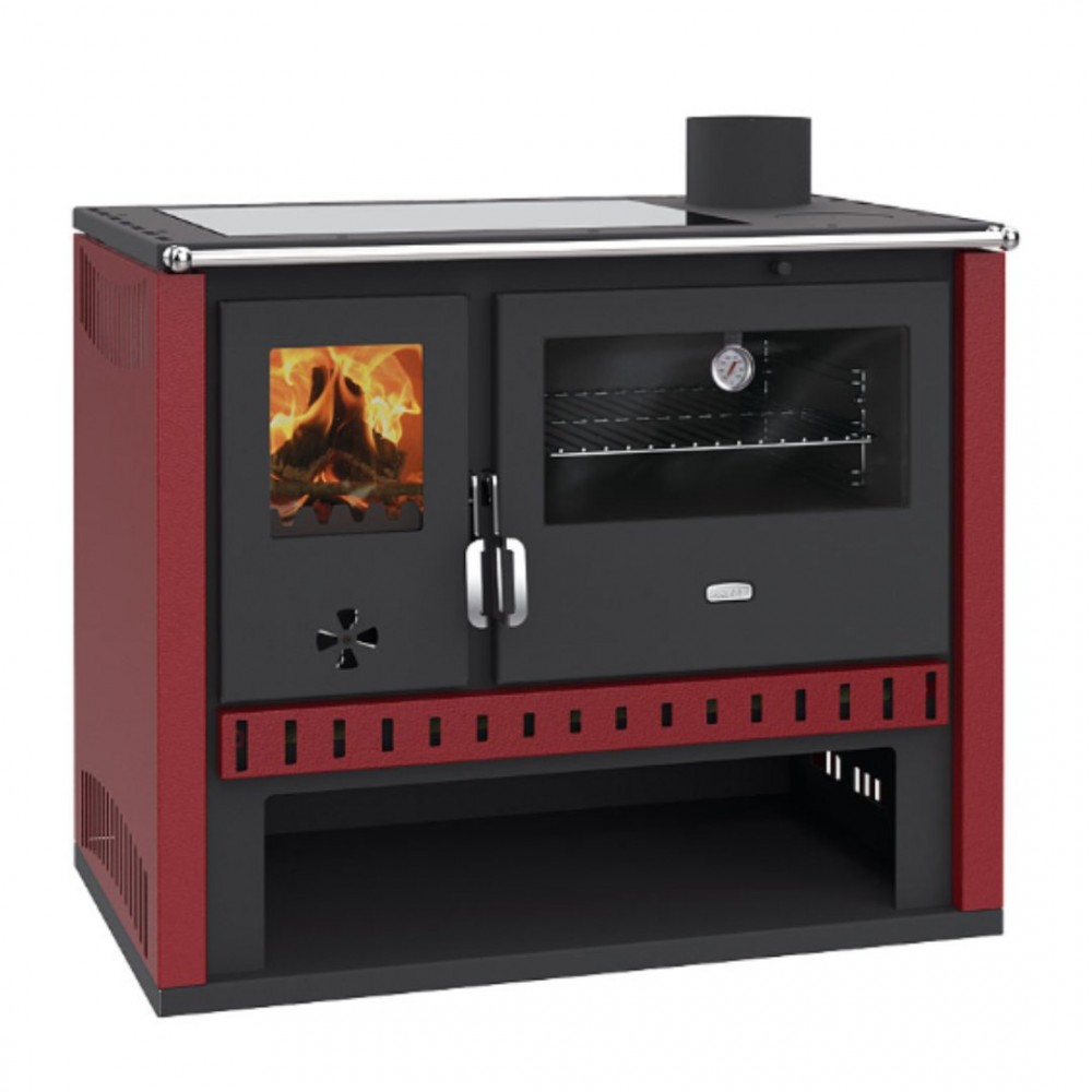 Cocina de leña Prity GT Rojo, con placa vitrocerámica, 15 kW | Estufas de leña con horno | Estufas de leña |