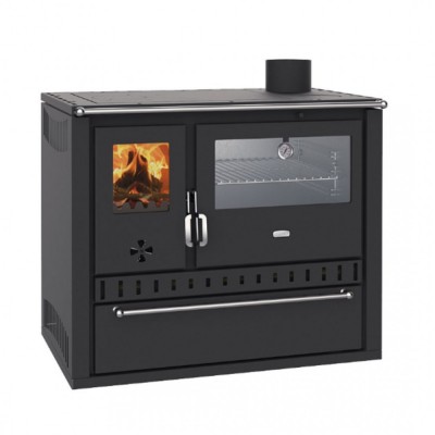Cocina calefactora de leña Prity GT W10, con horno de acero inoxidable, encimera de acero y cajón, 9.6 kW - Comparación de Producto