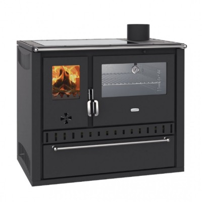 Cocina calefactora de leña Prity GT W10, con horno de acero inoxidable, placa vitrocerámica y cajón 9.6 kW - Comparación de Producto