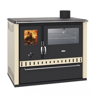 Cocina calefactora de leña Prity GT W10 Marfil, con horno de acero inoxidable, tolva de acero y cajón, 9.6kW - Comparación de Producto