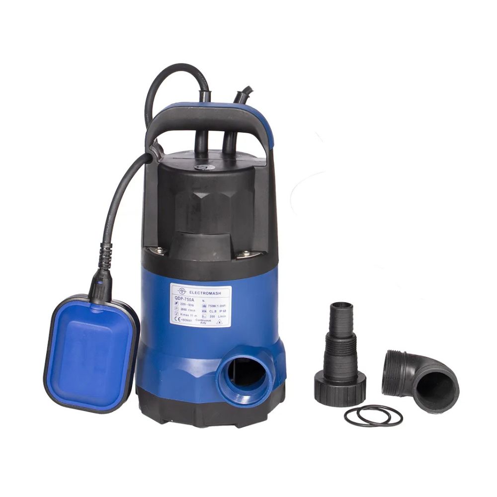 Bomba de drenaje Electromash QDP 750 A con flotador externo, potencia 0,75 kW, caudal 12.000 l/h, altura 11 m, salida 2″ | Bombas de agua sumergible / Bombas de achique | Bombas de agua |