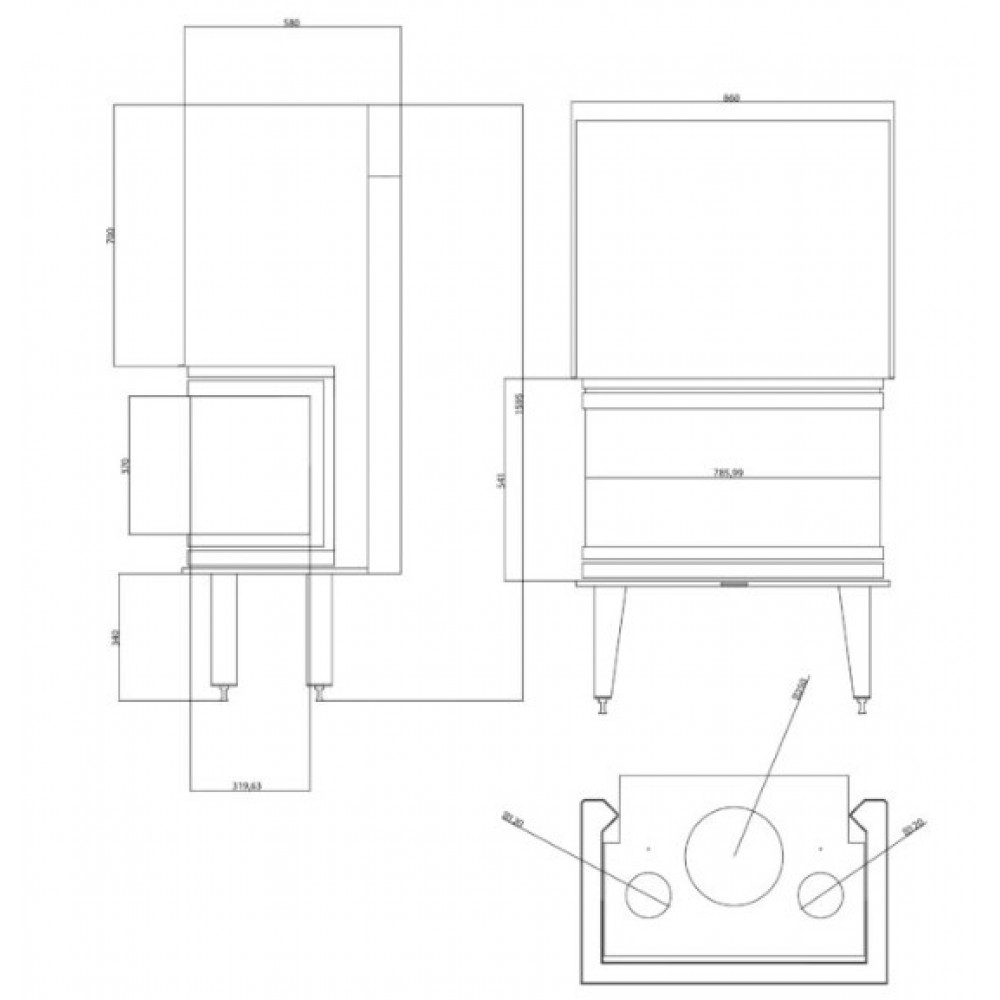 Cassette chimenea Balkan Energy ATS AIR PANORAMA 800, 16.04kW | Chimeneas de leña modernas | Chimeneas de leña |