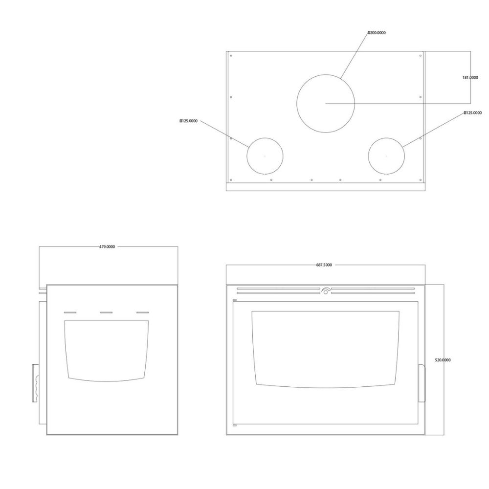 Cassette chimenea Balkan Energy ATS INSERT CORNER AIR 700, con ventilador y conductos de aire, izquierda, 11.84kW | Chimeneas de leña modernas | Chimeneas de leña |