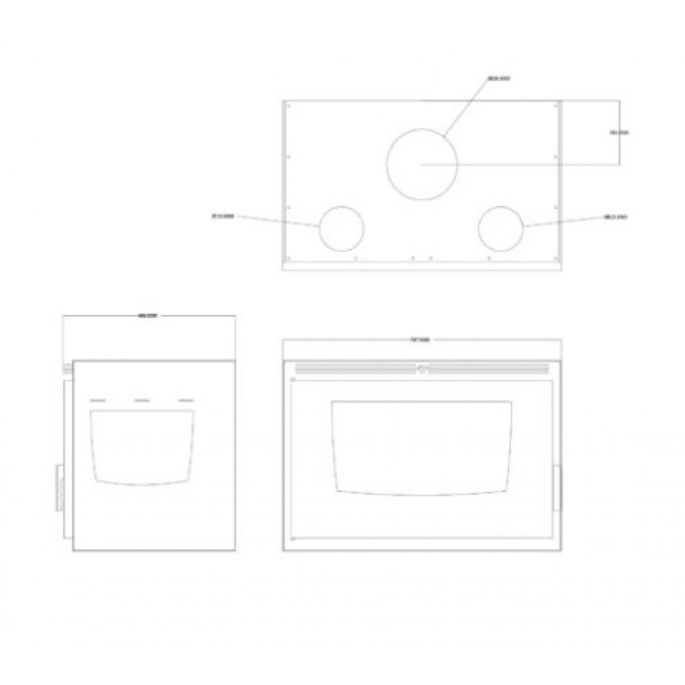 Cassette chimenea Balkan Energy ATS INSERT CORNER AIR 800, con ventilador y conductos de aire, izquierda, 13.73kW | Chimeneas de leña modernas | Chimeneas de leña |