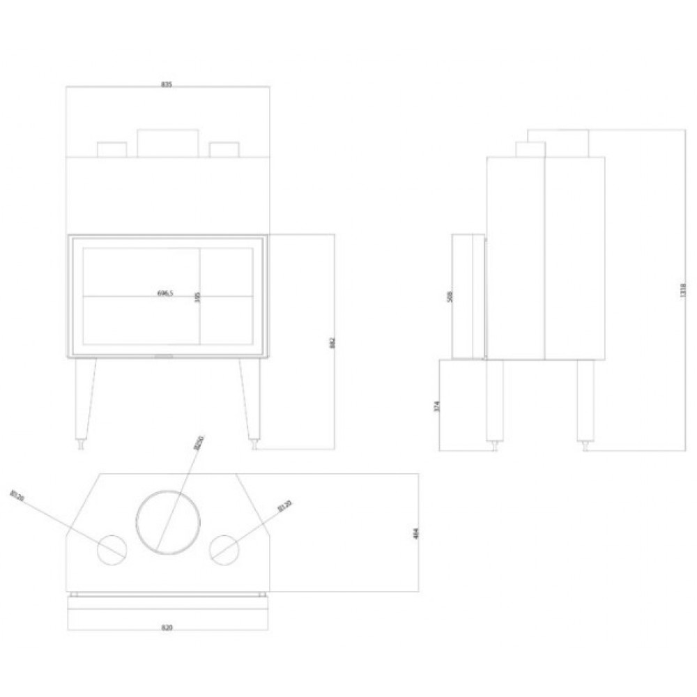 Cassette chimenea Balkan Energy ATS STABLE AIR 800, con conductos de aire, 15.95kW | Chimeneas de leña modernas | Chimeneas de leña |