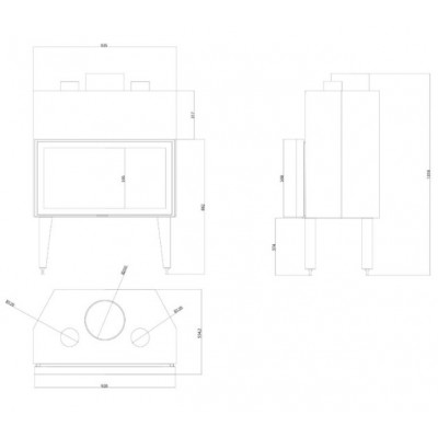 Cassette chimenea Balkan Energy ATS STABLE AIR 900, con conductos de aire, 19.59kW - Cassette chimeneas