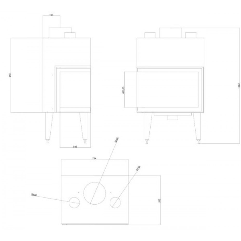 Cassette chimenea Balkan Energy ATS STABLE AIR CORNER 700, con conductos de aire, izquierda, 14.01kW | Chimeneas de leña modernas | Chimeneas de leña |
