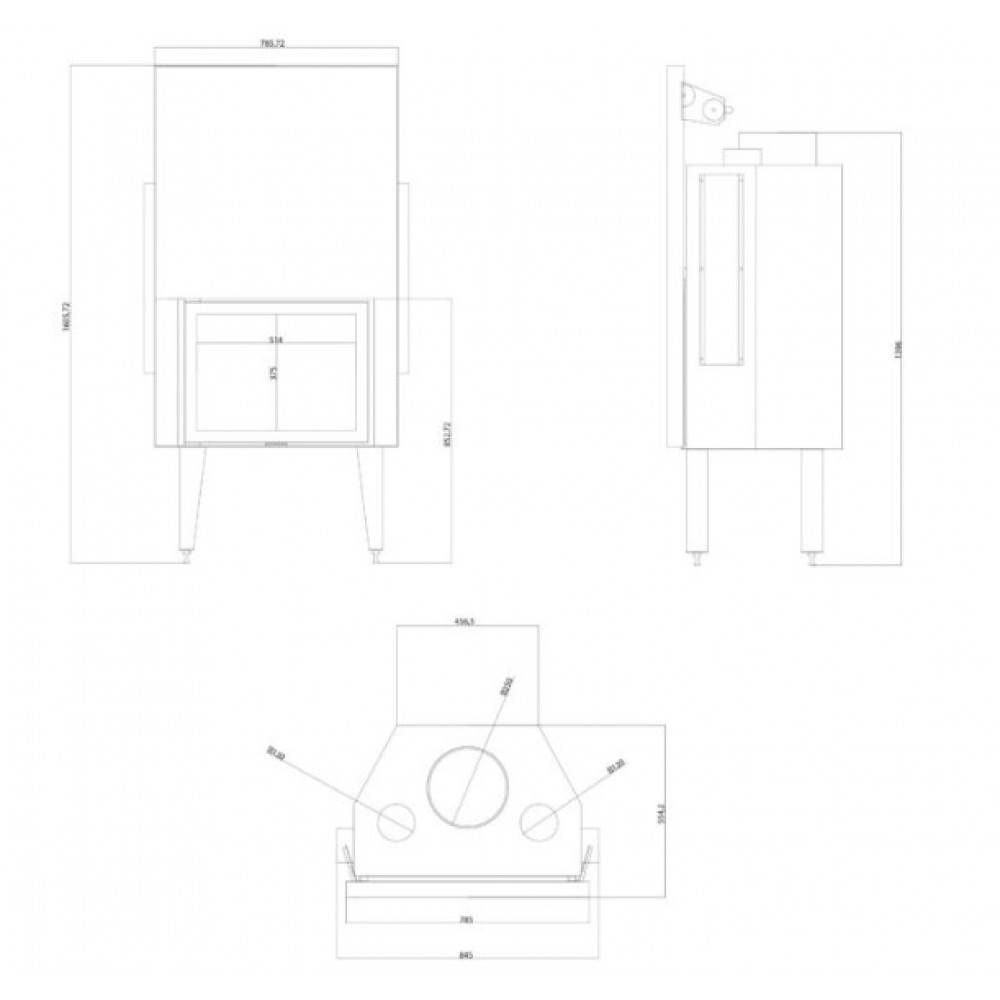 Cassette chimenea Balkan Energy ATS STRAIGHT AIR 700, con conductos de aire, 14.89kW | Chimeneas de leña modernas | Chimeneas de leña |