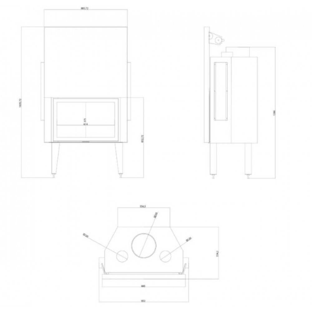 Cassette chimenea Balkan Energy ATS STRAIGHT AIR 800, con conductos de aire, 15.95kW | Chimeneas de leña modernas | Chimeneas de leña |