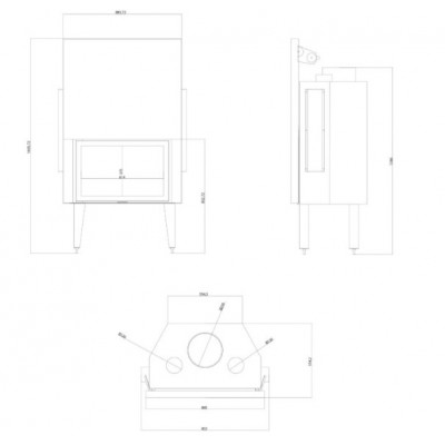 Cassette chimenea Balkan Energy ATS STRAIGHT AIR 800, con conductos de aire, 15.95kW - Cassette chimeneas