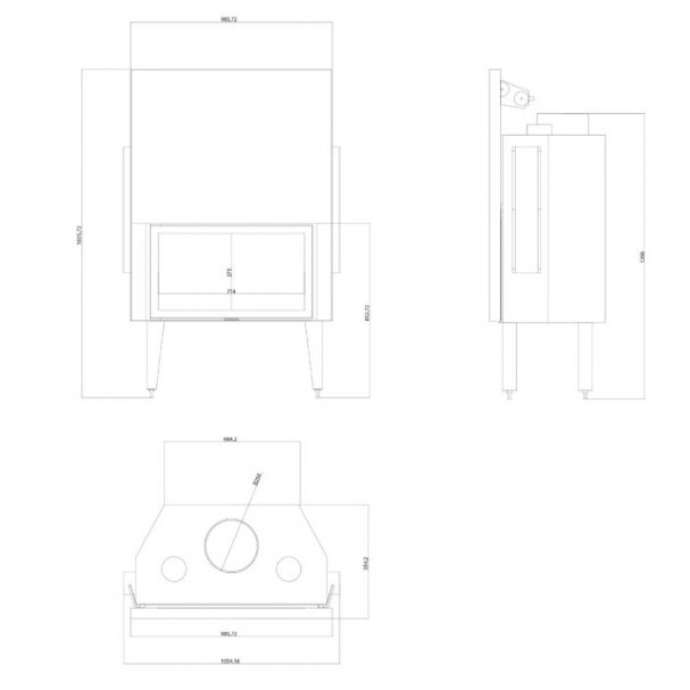 Cassette chimenea Balkan Energy ATS STRAIGHT AIR 900, con conductos de aire, 19.95kW | Chimeneas de leña modernas | Chimeneas de leña |