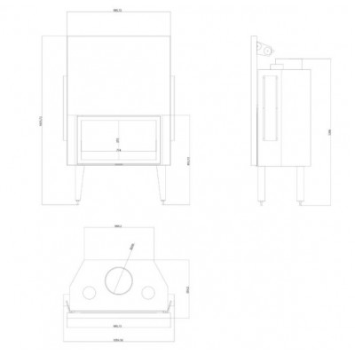Cassette chimenea Balkan Energy ATS STRAIGHT AIR 900, con conductos de aire, 19.95kW - Cassette chimeneas