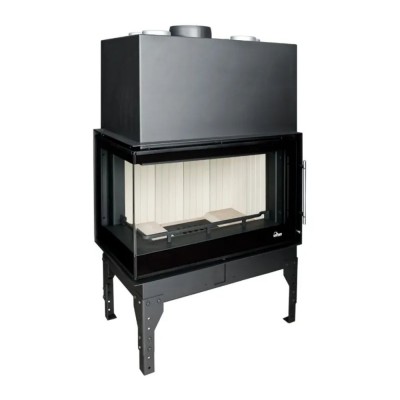 Chimenea de leña UNIFLAM 760 EVO PBS con conductos de aire y suministro de aire, vidrio curvado, lado izquierdo, 10kW - Chimeneas de leña