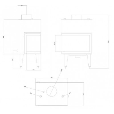 Termochimenea de leña Balkan Energy ATS STABLE HYDRO CORNER 700, derecha, 19.56kW - Cassette chimeneas