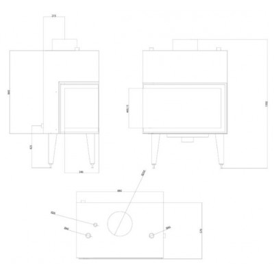 Termochimenea de leña Balkan Energy ATS STABLE HYDRO CORNER 800, derecha, 24.58kW - Termochimeneas de leña