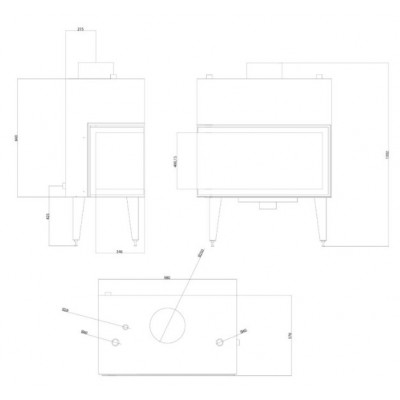 Termochimenea de leña Balkan Energy ATS STABLE HYDRO CORNER 900, derecha, 27.23kW - Termochimeneas de leña