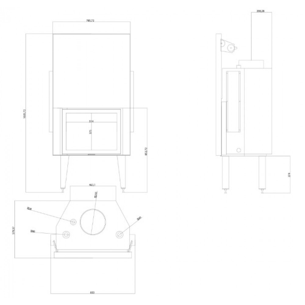 Termochimenea de leña Balkan Energy ATS STRAIGHT HYDRO 700, 24.56kW | Termochimeneas de leña | Chimeneas de leña |