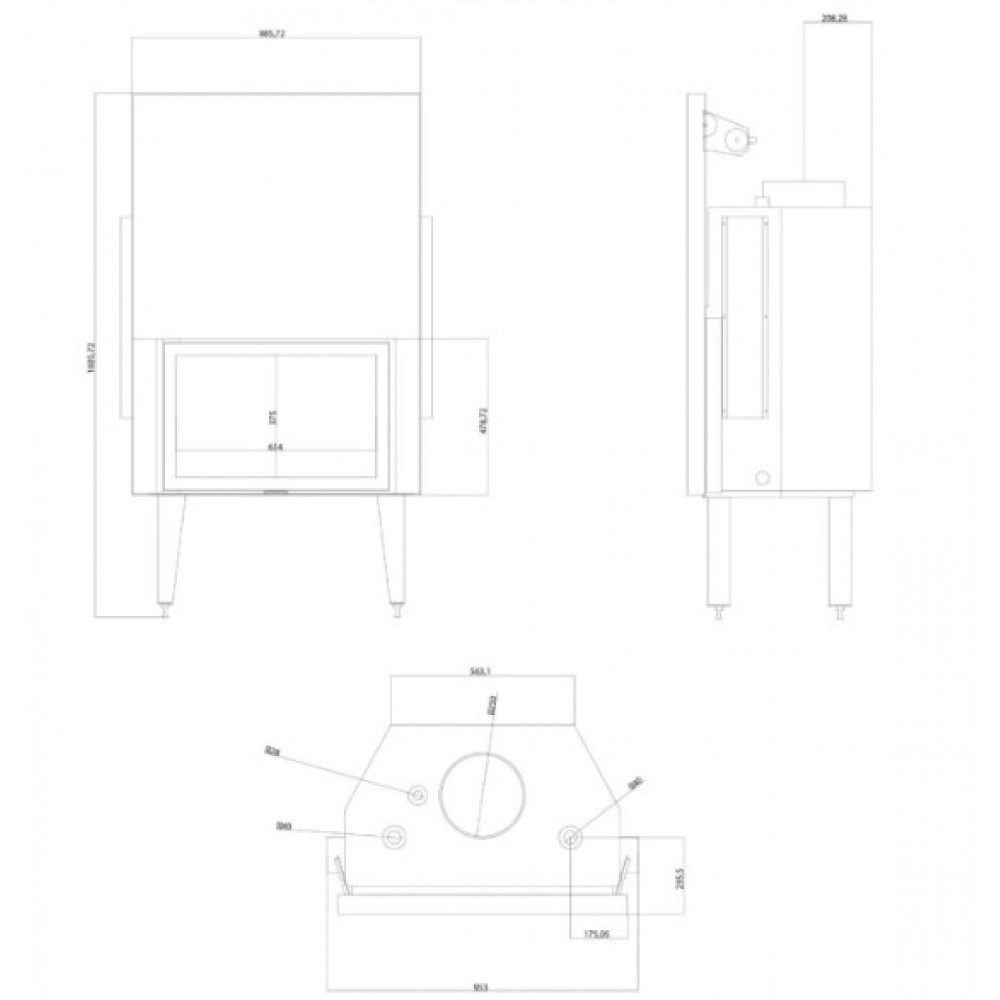 Termochimenea de leña Balkan Energy ATS STRAIGHT HYDRO 800, 29.58kW | Termochimeneas de leña | Chimeneas de leña |
