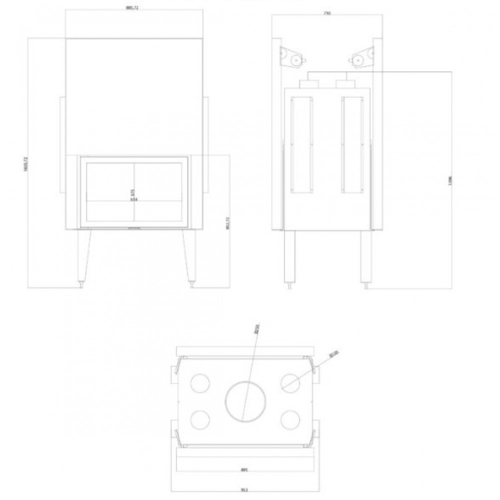 Cassette chimenea Balkan Energy ATS TUNNEL AIR 800, con conductos de aire, 16.1kW | Chimeneas de leña modernas | Chimeneas de leña |