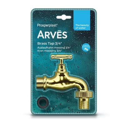 Grifo dorado HydroMoby de 3/4″ para tanques de agua de lluvia - Depositos de agua