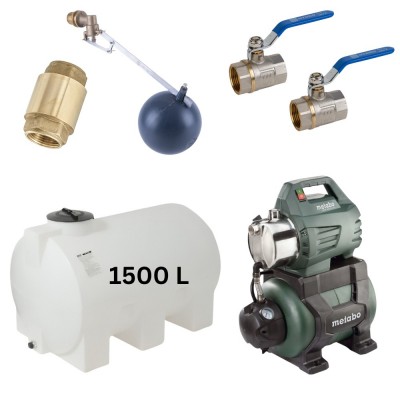 Kit "Agua potable 1500L“ con depósito de agua Mavil (blanco, horizontal) y bomba hidrófora Metabo - Comparación de Producto