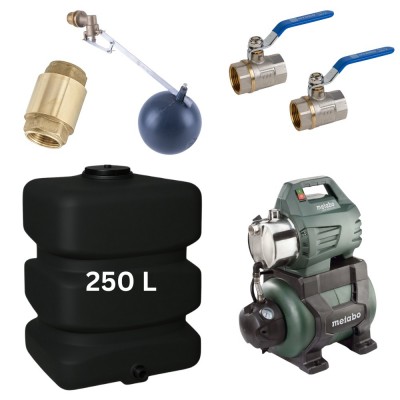 Kit "Agua potable 250L“ con depósito de agua Mavil (negro, rectangular) y bomba hidrófora Metabo - Comparación de Producto