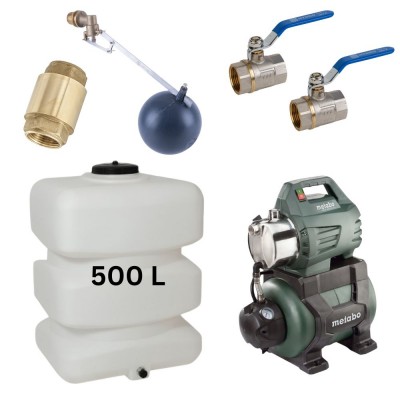 Kit "Agua potable 500L“ con depósito de agua Mavil (blanco, rectangular) y bomba hidrófora Metabo - Comparación de Producto