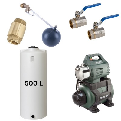 Kit "Agua potable 500L“ con depósito de agua Mavil (blanco, cilíndrico) y bomba hidrófora Metabo - Comparación de Producto