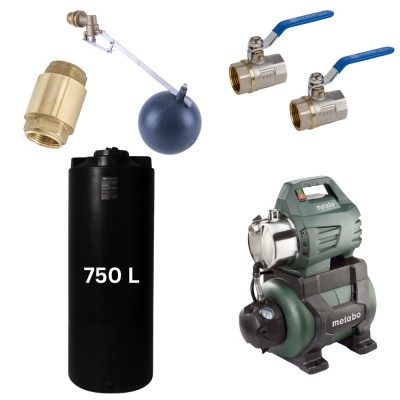Kit "Agua potable 750L“ con depósito de agua Mavil (negro, cilíndrico) y bomba hidrófora Metabo - Comparación de Producto