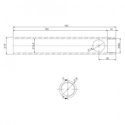 Tubo para resistencia de encendido de estufa de pellets, diámetro 19 mm, longitud 140 mm, rosca 3/8" - Resistencias para estufas de pellets