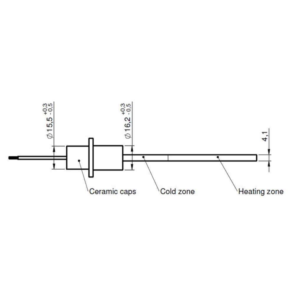 Resistencia de encendido / calefacción con cristal de cuarzo negro para estufa de pellets Ravelli, Anselmo Cola, Moretti Design, Opera, Karmek One y otras, longitud total 125 mm, 330 W | Resistencias para estufas de pellets | Repuestos estufa de pellets |