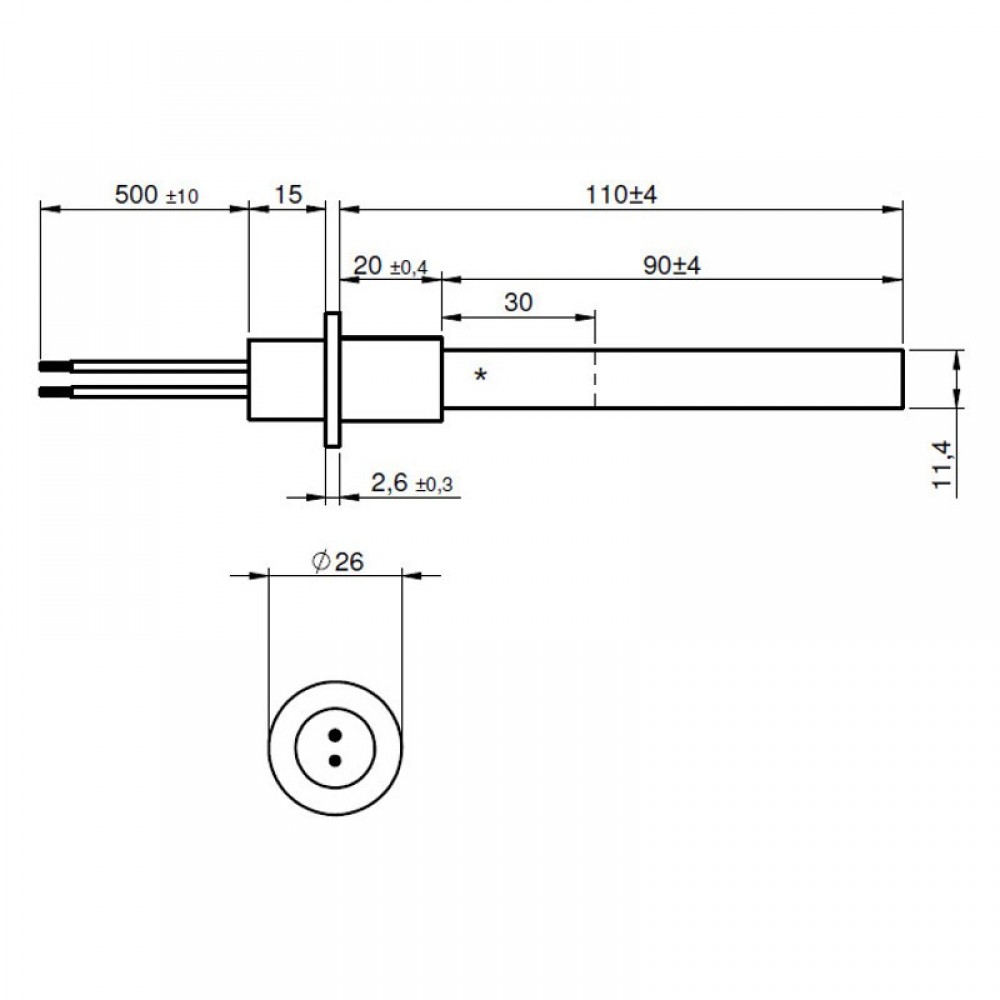 Resistencia de encendido / calefacción con cristal de cuarzo negro para estufa de pellets Ravelli, Anselmo Cola, Moretti Design, Opera, Karmek One y otras, longitud total 125 mm, 330 W | Resistencias para estufas de pellets | Repuestos estufa de pellets |