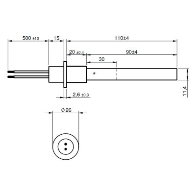 Resistencia de encendido / calefacción con cristal de cuarzo negro para estufa de pellets Ravelli, Anselmo Cola, Moretti Design, Opera, Karmek One y otras, longitud total 125 mm, 330 W - Repuestos estufa de pellets