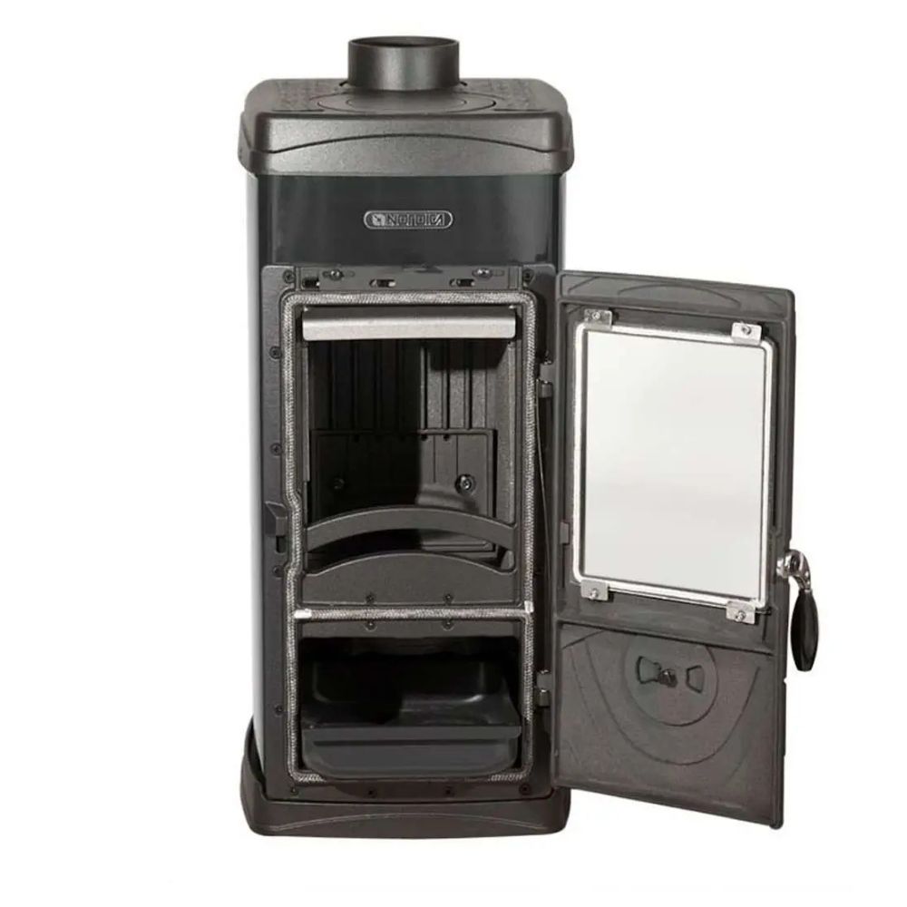 Estufa de leña de hierro fundido italiana La Nordica Super Junior, negra, 5.7kW | Estufas de leña de hierro fundido | Estufas de leña |