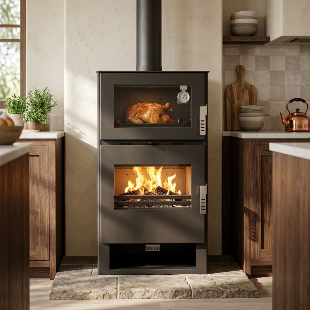 Estufa de leña con horno Verso F, 9 kW | Estufas de leña con aire | Estufas de leña |