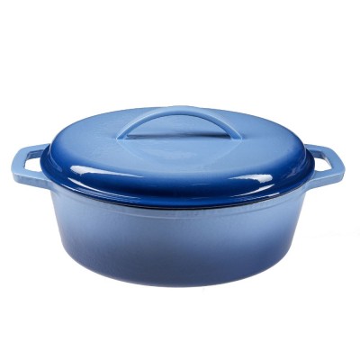 Olla de hierro fundido esmaltado, Azul, oval, 33x27см - Comparación de Producto
