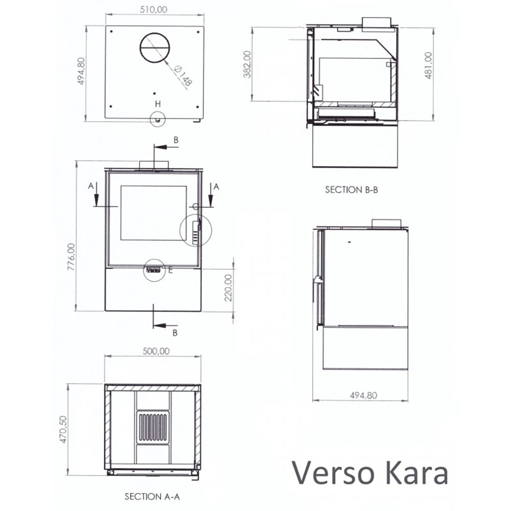 Estufa de leña Verso Kara, 7.5kW | Estufas de leña con horno | Estufas de leña |