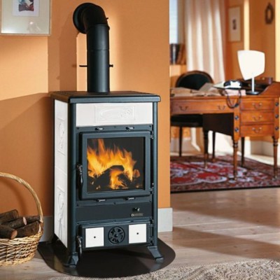 Estufa de leña italiana La Nordica Rossella R1, blanca, 9kW - Estufas y chimeneas italianas de leña