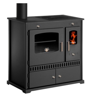 Estufas de leña cocinas Prometey Perfect Eco con salida de humos a la izquierda, 7 kW - Estufas de leña con horno