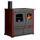 Estufas de leña cocinas Prometey Perfect Eco Lux con salida de humos a la izquierda, color burdeos, 7,5 kW |  |  |