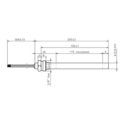 Resistencia para estufas de pellets Clam y otras, longitud total 205mm, 400W - Resistencias para estufas de pellets